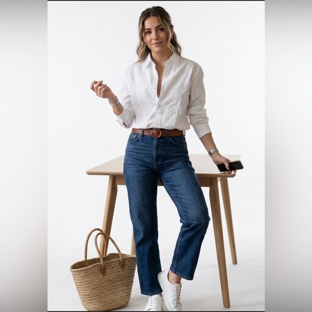 Zara White Button-Down Shirt